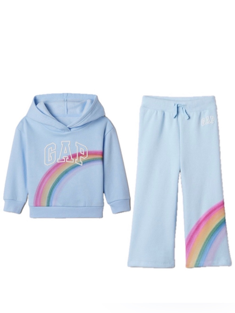 GAP Kids Rainbow Print Fleece Lined Pullover Hoodie & Sweatpants 4T&5T